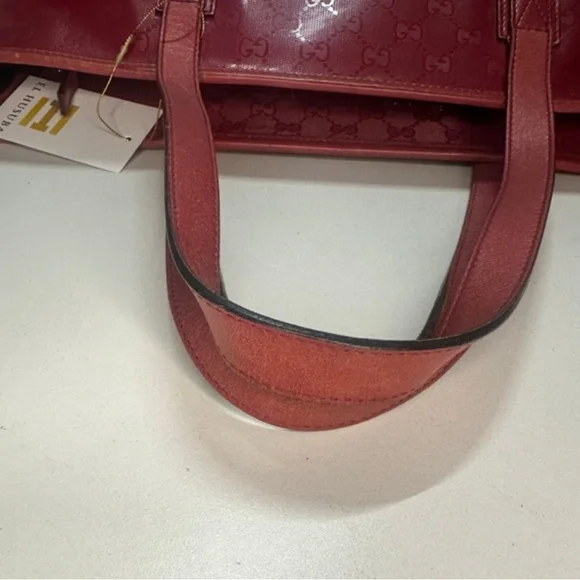 325. Red Gucci Tote Bag - Picture 9 of 16